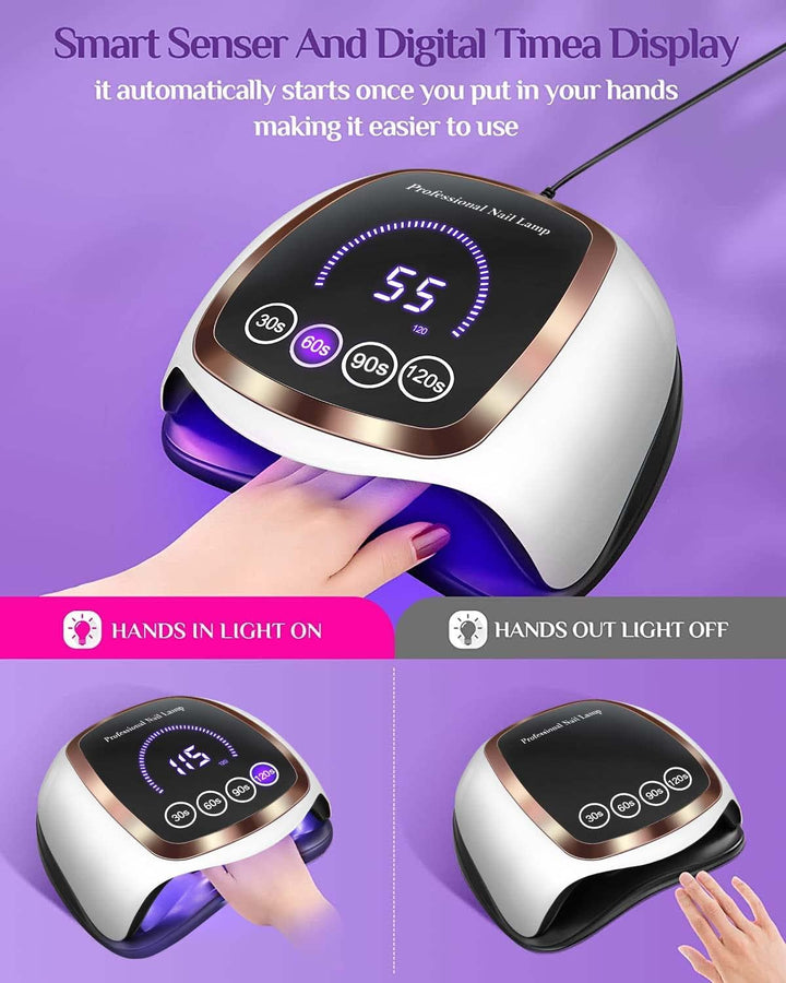 UV LED Nail Lamp,  Upgrade 180W Nail Dryer for Gel Polish with LCD Display, Auto Sensor and 4 Timer Settings, Professional Curing Lamp Light with 42 Beads for Salon and Home