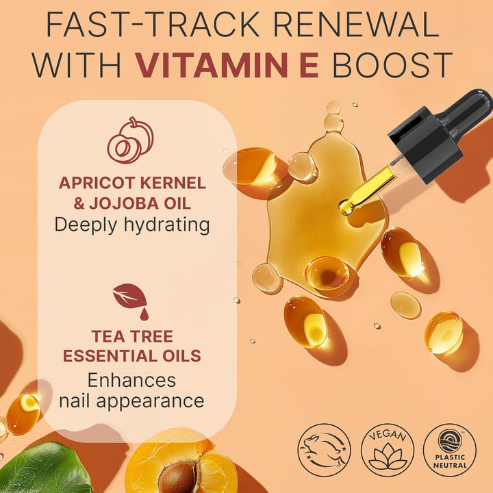 Organic Nail and Cuticle Oil - USA Made Nail Oil for Growth & Strength with Jojoba and Vitamin E, Repair for Damaged Nails & Cuticle Softener Made with Natural Ingredients, Nails Care Products