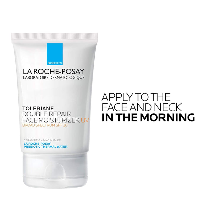 Toleriane Double Repair UV SPF Moisturizer for Face, Daily Facial Moisturizer with Sunscreen SPF 30, Niacinamide and Glycerin, Oil Free, Moisturizing Sun Protection