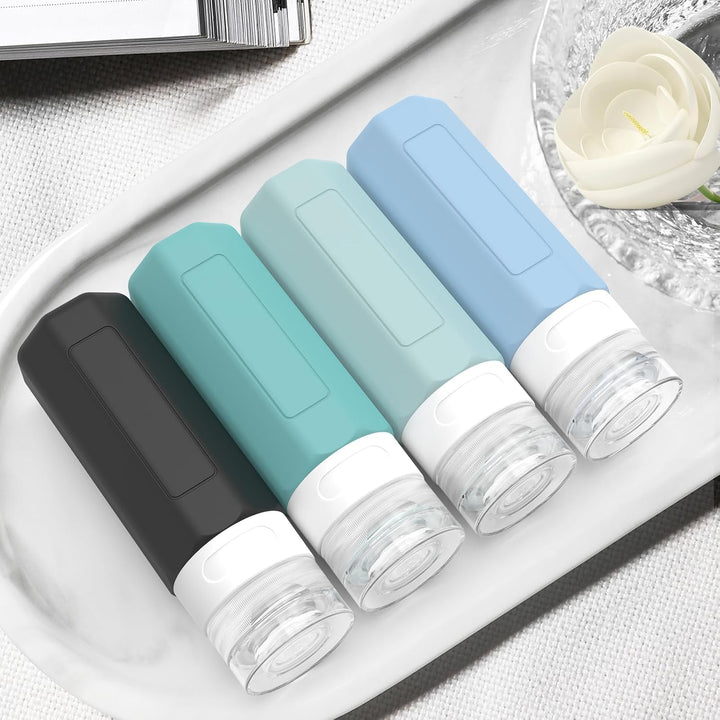 Travel Bottles for Toiletries, Tsa Approved 3Oz Travel Size Containers, Leak Proof Silicone Squeezable Containers for Toiletries, BPA Free Refillable Essentials for Shampoo Conditioner Gray