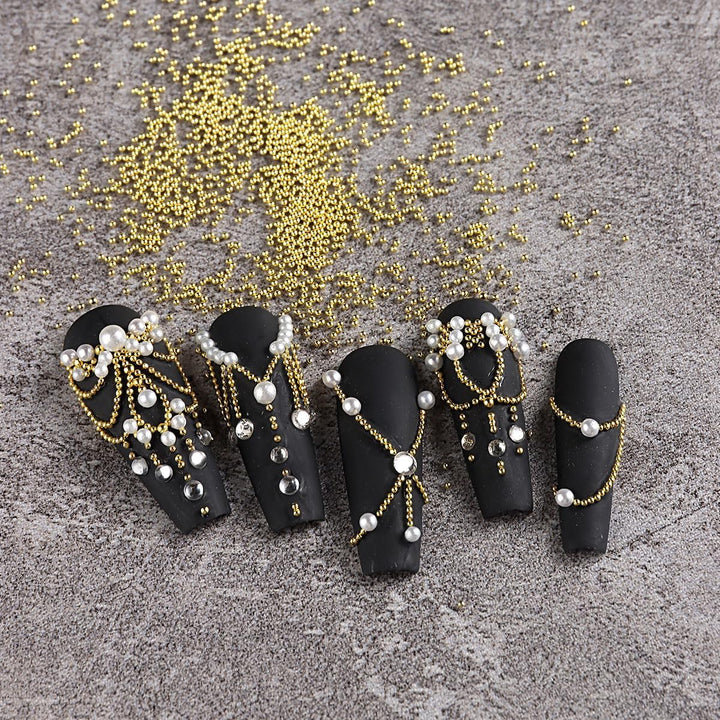 3D Mixed Sizes Nail Art Studs Gold Silver Mini Metal Caviar Nails Beads Ball Nail Rivets Jewelry for Women Girls Manicure Nails Supplies DIY Crafts Decorations