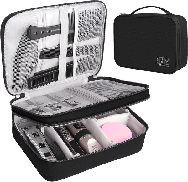 Barber Case Barber Tool Bags Barber Clipper Bag Barber Cases for Clippers and Supplies Professional Barber Accessories Kit Hair Cutting Scissors Storage Bag Shaving Kits (Black)