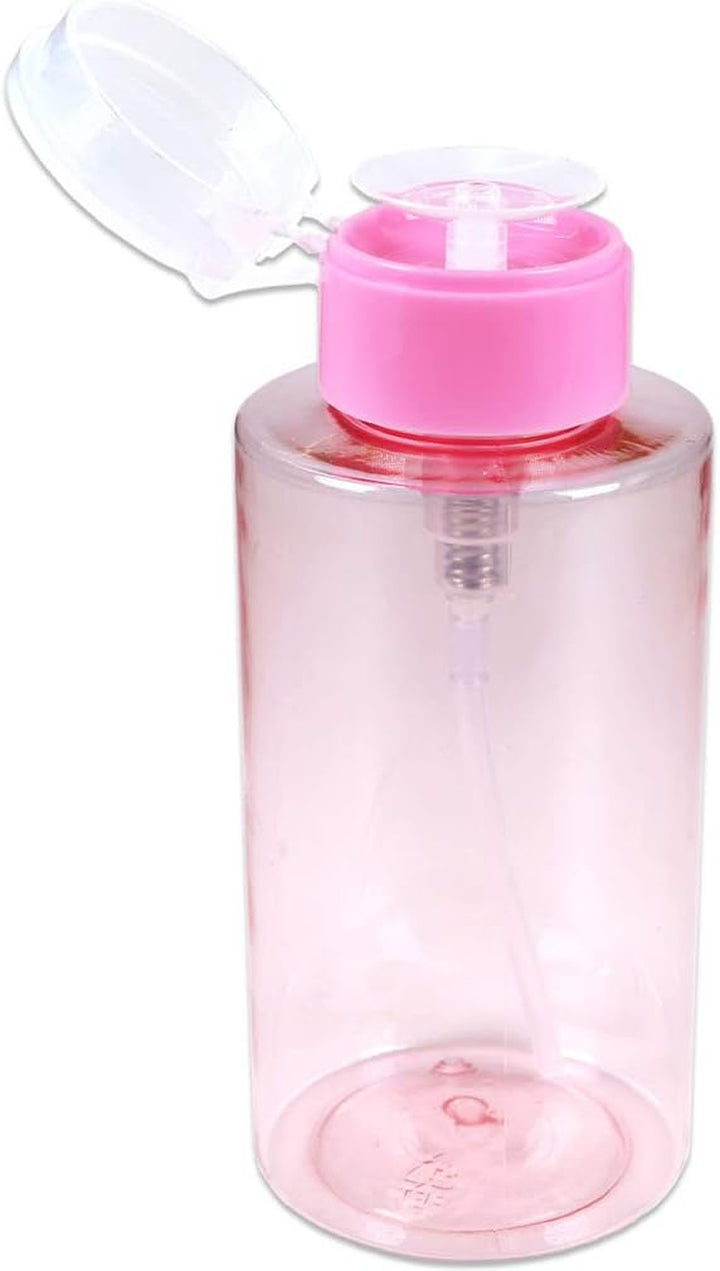 9Oz Gray with Word Imprint Push down Pump Dispenser Empty Refillerable Bottle with Flip Top Cap - for Nail Polish, Travel, Cosmetics Packaging
