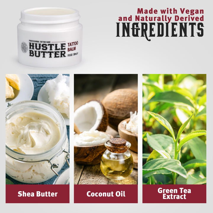 – Tattoo Butter for Before, During, and after the Tattoo Process – Lubricates and Moisturizes – 100% Vegan Replacement for Petroleum-Based Products – 1 Oz