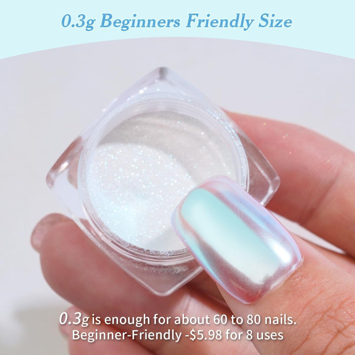 Moonlight Chrome Nail Powder, Unicorn Mermaid Chrome Powder for Nails, Aurora Nail Powder Iridescent Nail Chrome Powder, Nail Art Glitter Decoration for Home DIY Salon Manicure Pigment