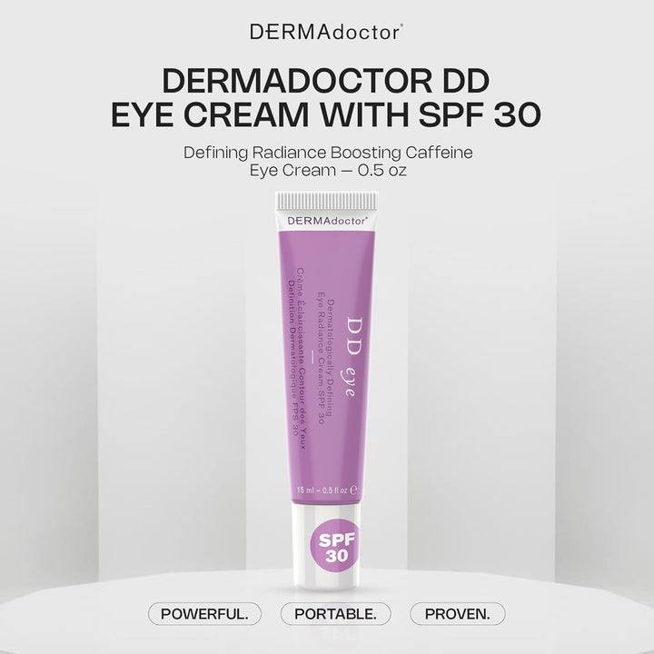 DD Caffeine Eye Cream for Dark Circles, Illuminator, anti Aging, Eye Cream with SPF 30 for Puffiness, Bags under Eyes, Defining Radiance under Eyes Cream; Dermatologist Formulated - 0.5 Oz