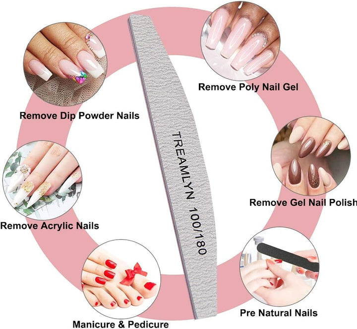 10 Pcs Rough Nail File 100/180 Grit, Heavy Duty Nail Files for Acrylic/Natural Nails, Emery Boards for Nails, Strong Finger Nail Filler, Coarse Nail File for Home and Salon Use