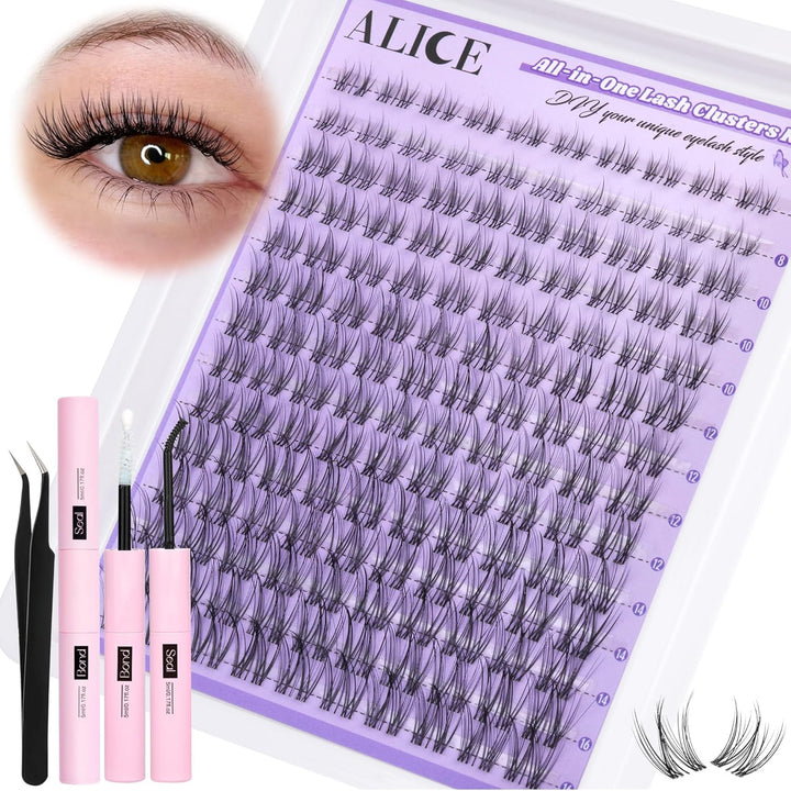 Lash Clusters Wispy Eyelash Clusters 10-18Mm 168Pcs Cluster Eyelash Extensions Natural Volume Lash Extensions DIY Individual Lashes Clusters with Soft Thin Band