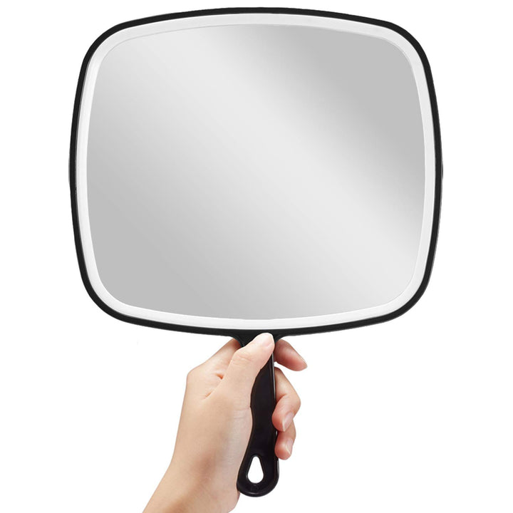 Hand Mirror, Black Handheld Mirror with Handle, 6.6" W X 9.2" L
