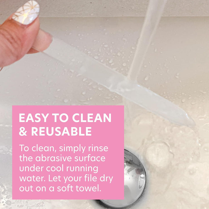 Czech Glass Nail Files for Natural Nails (Clear) - 1Pc Crystal Nail Filer, Nano Glass File with Case Handcrafted in the Czech Republic