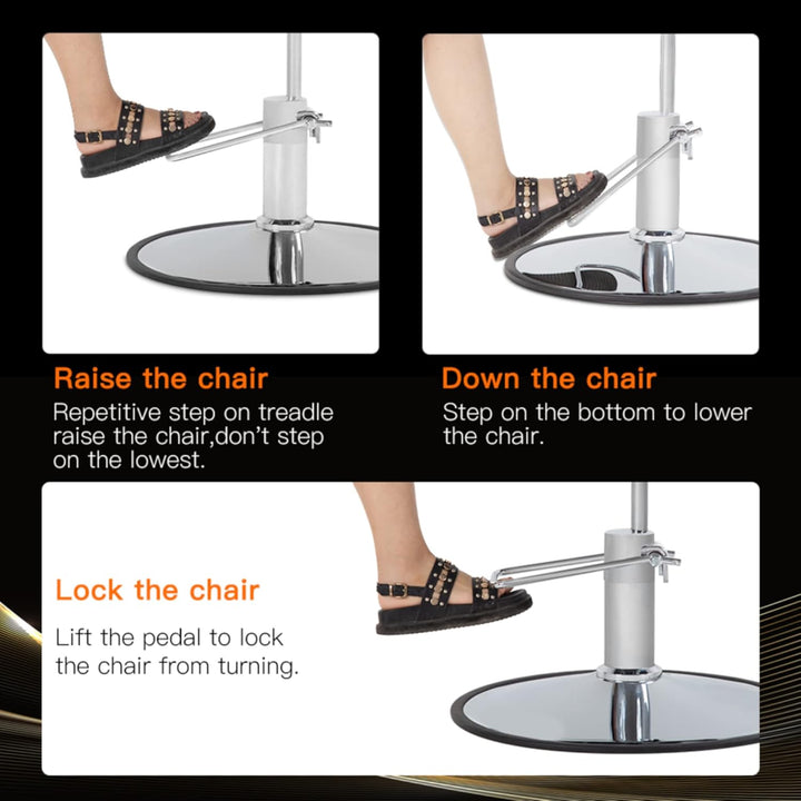 | Barber Chair | Hydraulic Styling Chair | PU Leather | Adjustable Height | Footrest | Anti-Slip Chrome Base | Heavy-Duty Steel Frame | Black | for Hair Stylists & Home Use