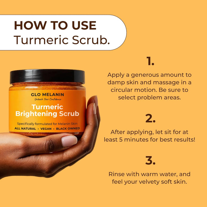 Turmeric Scrub for Dark Spots, Brightening Inner Thighs Bikini Area Underarms, Natural Exfoliating Face