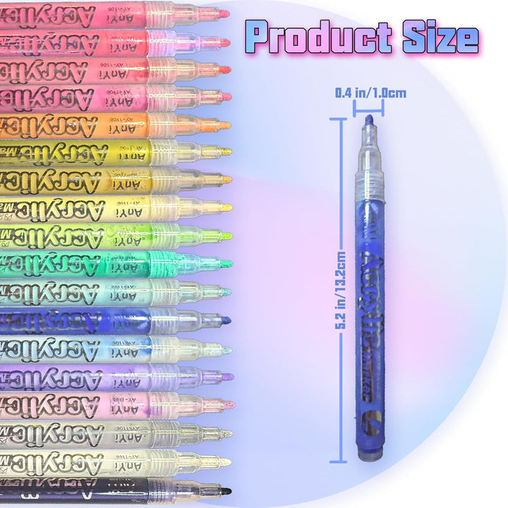 18 Colors Nail Art Pens Set, 3D Gel Nail Polish Pen Water-Based Quick Drying, Acrylic Nail Paint Pens Kit Drawing Painting Liner Dotting Graffiti Manicure for Home Salon DIY