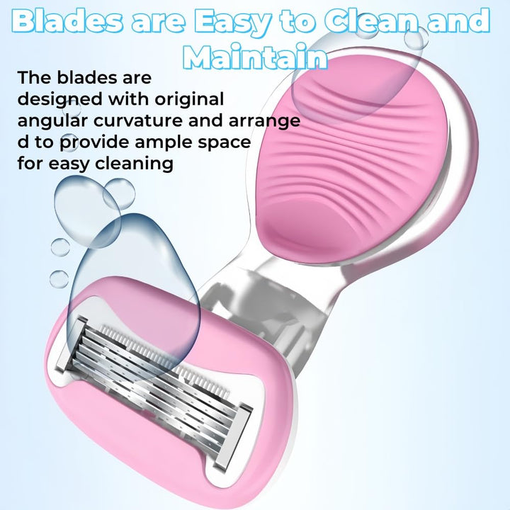 2024 New Women'S Short Handle Razor with Five Blades, Can Remove Excess Body Hair from Arms, Legs, Underarms, Private Areas, Etc. Reusable, with Replaceable Razor Heads (H)