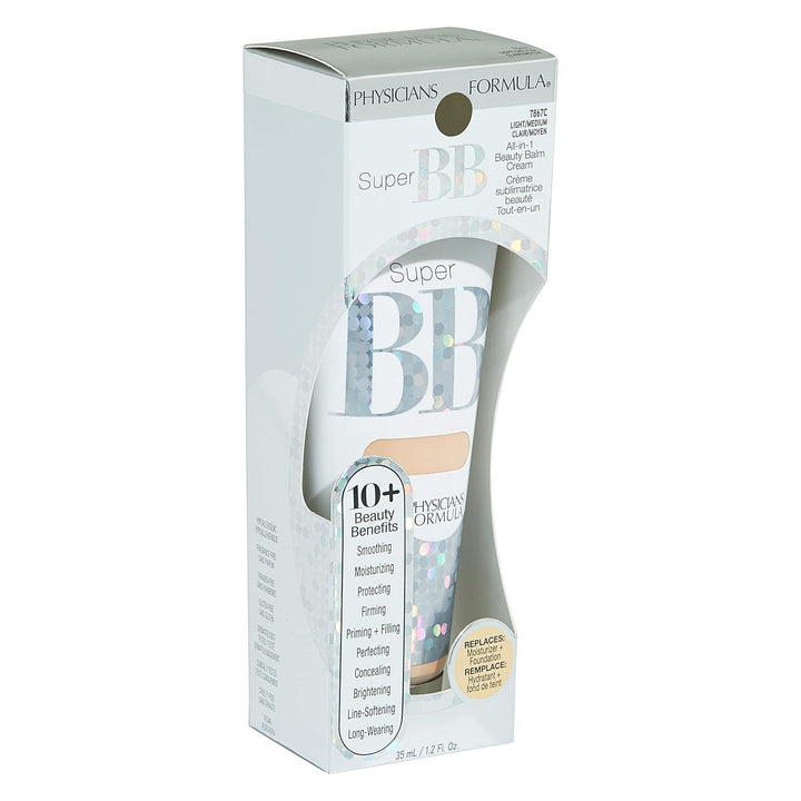 Super BB Cream. All in 1 Tinted Beauty Balm Foundation Cream, Sheer Moisturizing Coverage, Cruelty Free - Light