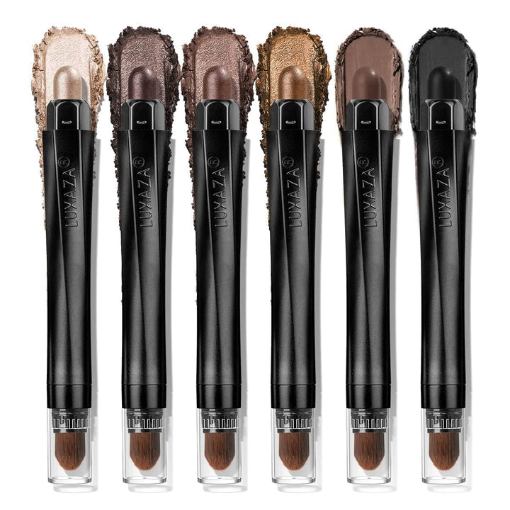 Neutral Eyeshadow Stick Makeup 6PCS Set, Brown Nude Metallic Shimmer Matte Cream Eye Shadow Palette Eyeliner Brightener Pencil Crayon, Halloween Makeup - BROWN CANYON