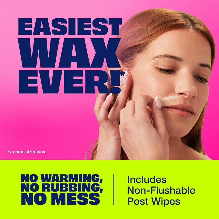 Hair Remover Wax Ready Strips, Face and Bikini Hair Removal Wax Strips, Orchid and Cherry Blossom Extracts, Dermatologist Tested, plus 4 Non-Flushable Post Wipes, 40 Count