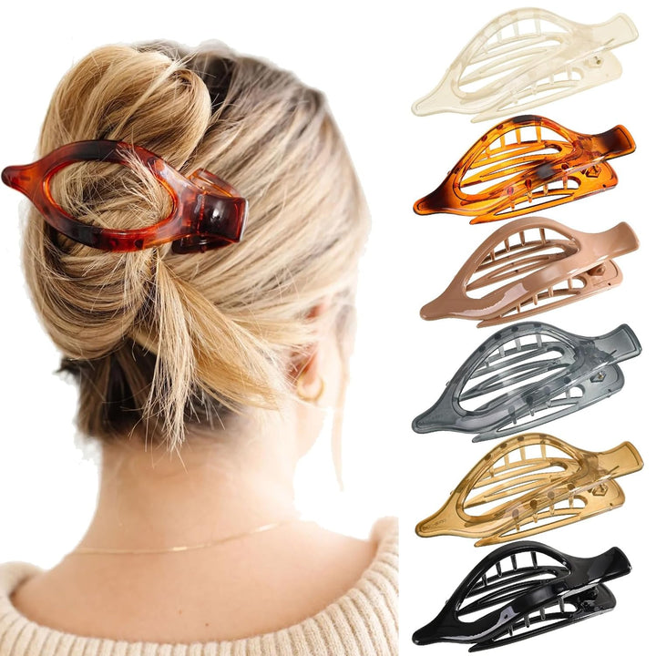 French Concord Hair Clips - 6Pcs Side Slide Volume Clips for Women Girls, Strong Hold No Slip Grip, Thick or Thin Hair (Matte Finish, L:4.6 IN, W:1.97IN)