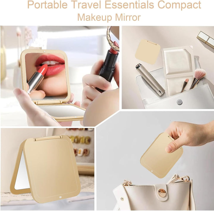 Small Compact Mirror for Purse,5X/1X Travel Magnifying Mirror for Women, Makeup Mirror for Girls, Portable Ultra Slim Pocket Mirror