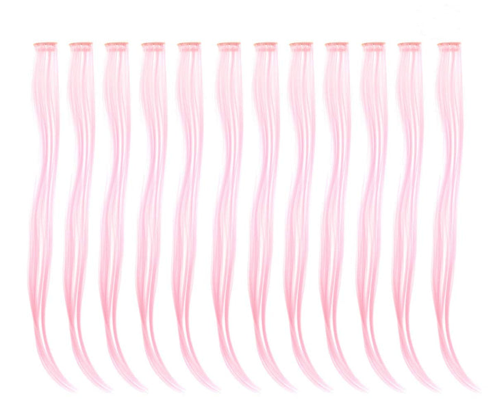 12 Pcs Straight One Color Party Highlights Clip on in Hair Extensions Colored Hair Streak Synthetic Hairpieces (Teal Blue)