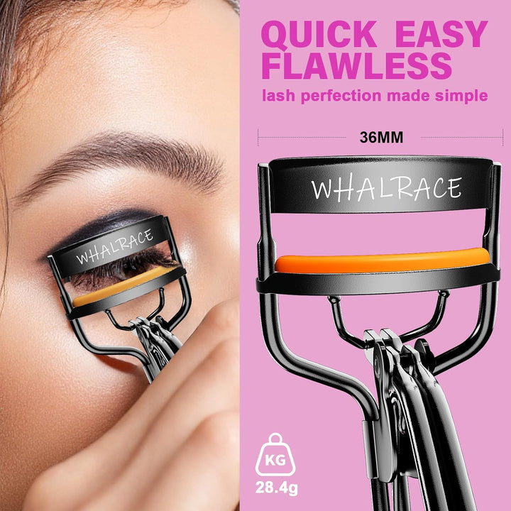 Eyelash Curlers with 6PCS Extra Replacement Pads, Premium Quality Eye Lash Curler, Superior Curling Effect, Easy to Hold and Use, Christmas Gifts for Her - Orange Purple Handle