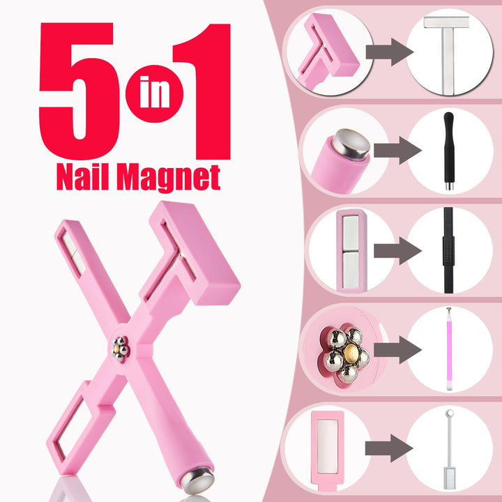 11Pcs Nail Magnet for Cat Eye Gel Nail Polish Magnet Set 5 in 1 Multifunction Wand Cat Eye Magnetic for Nails Cat Eye Magnets Sticks Magnet Nail Polish Design Tools Nail Art DIY