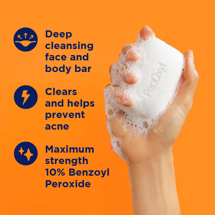 Acne Treatment Bar with 10% Benzoyl Peroxide, Maximum Strength Acne Bar for Face, Chest, and Back, Soap-Free Body Wash, Treats Acne Pimples, Whiteheads, Blackheads, Ph Balanced, Vegan, 4 Oz