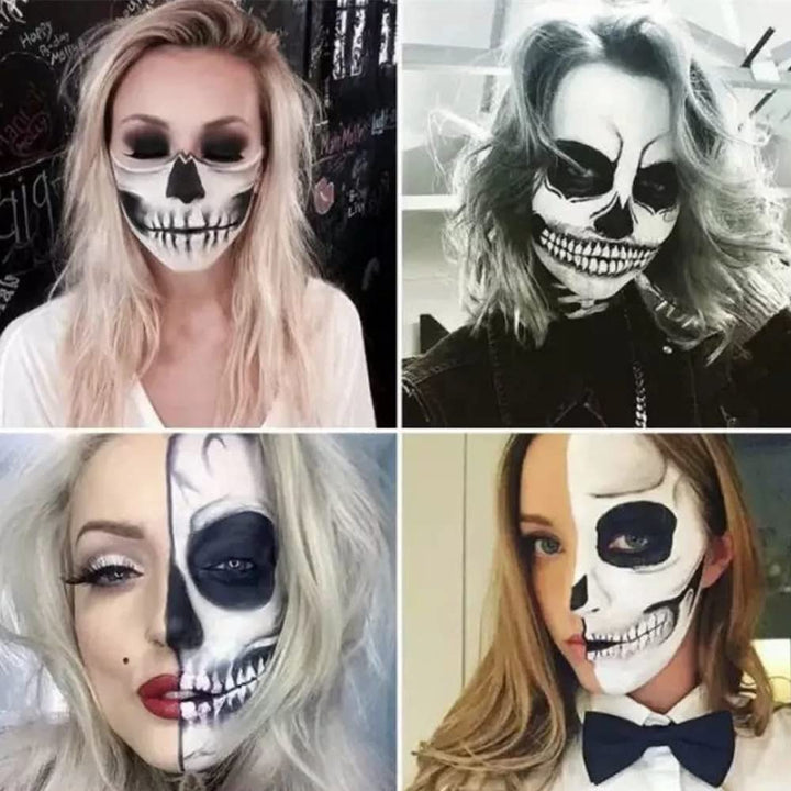 3 PCS Makeup Clown White Cream-Blendable Stick-Eye Black Sticks Face Body Paint Professional Halloween SFX Makeup,Safe Facepaint Nose&Lip Smacking for Sports Festival Make Up(White+Black+Red)