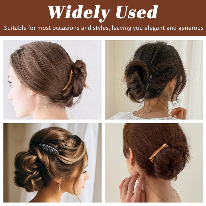 24 PCS Hair Side Combs for Women Fine Thin Hair, 14 Teeth Decorative Hair Combs for Women Girls Bridal Wedding Veil,Wide, Black, Transparent, Light Coffee