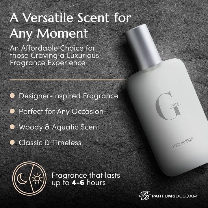 G Eàu Eau De Toilette Perfume Spray for Men - 3.4 Fl Oz Affordable Long Lasting Cologne, Modern Masculine Scent with Woody Citrus Fragrance Made with Premium Oils for All Day Use