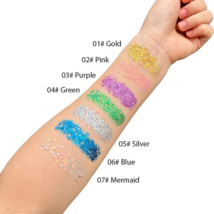 Purple Body Glitter Stick,Singer Concert Outfit Face Glitter Makeup for Women,Hair Glitter Gel for Kids,Festival Rave Pride Accessories,Mermaid Sequins Chunky Glitter Face Paint,0.56Oz