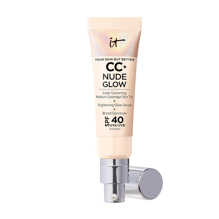 CC+ Nude Glow - Medium Coverage Foundation with SPF 40 & Brightening Glow Serum, Lightweight Skin Tint, 2% Niacinamide + Hyaluronic Acid, up to 24H Hydration, Normal/Dry Skin - 1.08 Fl Oz