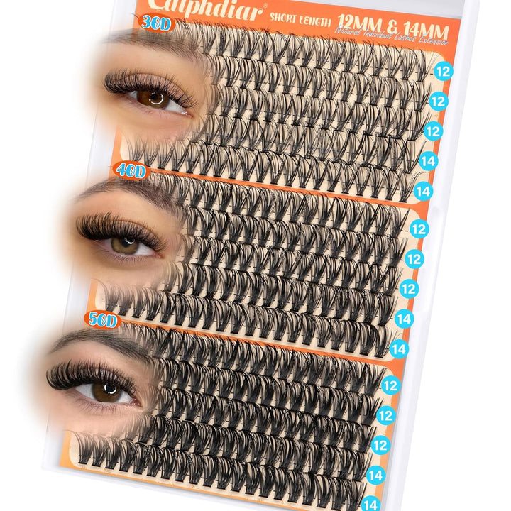 Eyelash Clusters 30D+40D+50D+60D+80D+100D Lash Clusters Wispy Individual Lashes 476PCS D-Curly Lash Extension 10-16MM Natural Lashes Clusters DIY Cluster Eyelash Extensions for Beginners