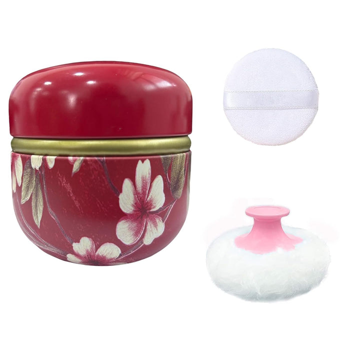 Body Powder Puff and Container for Dusting Powder, Women Powder Puff and Powder Case for Bath and Travel (Romantic Flowers)
