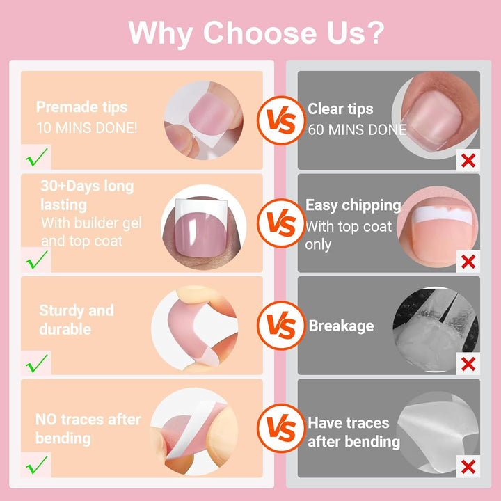 Toe Nail Press Ons, French Tips Toe Press on Nails, 150Pcs Square Pre-Designed Soft Gel Thick False Toenail Extension, Berry Pink Full Cover Acrylic for DIY 15 Sizes