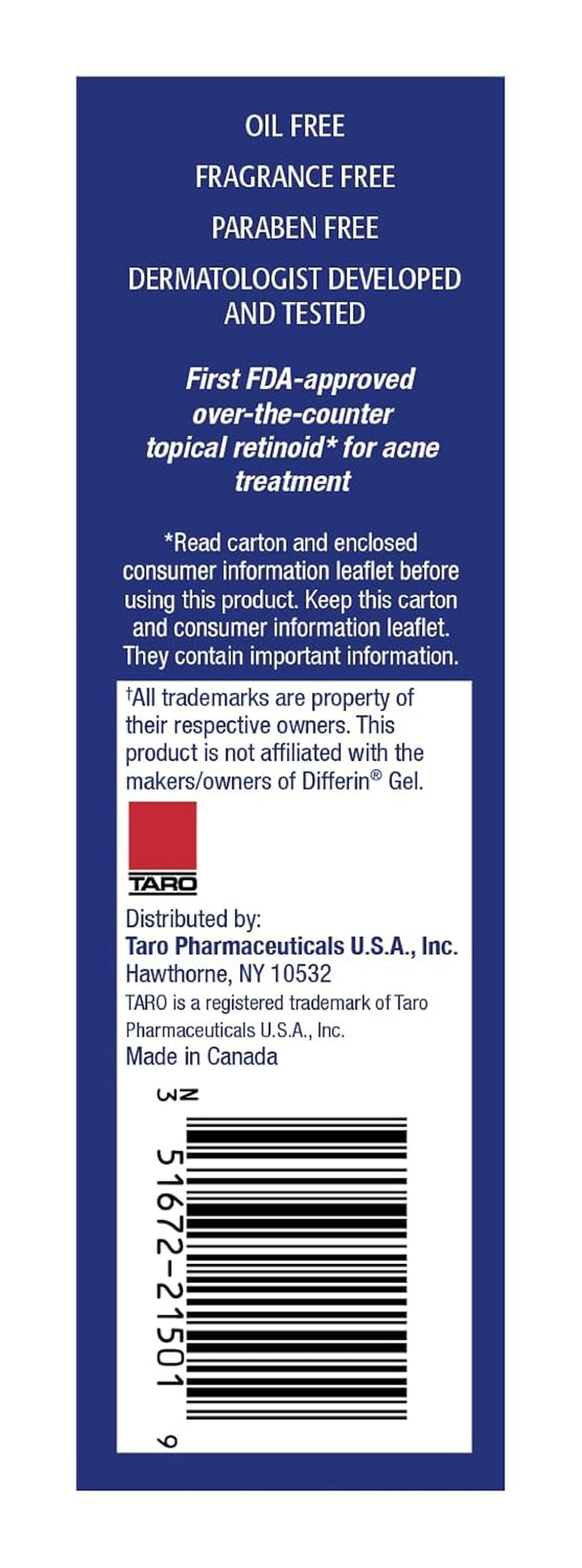 Adapalene 0.1% USP Gel, Paraben Free, Retinoid Acne-Prone Facial Treatment for Sensitive Skin, Prescription Strenght (0.5)