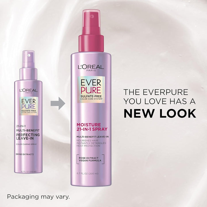 Sulfate Free Moisture 21-In-1 Leave-In Conditioner for Dry Hair, Everpure, 6.7 Fl Oz