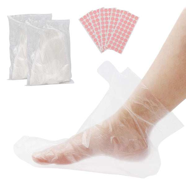 Paraffin Bath Liners for Foot, 200 Counts Plastic Foot Covers, Booties for Feet Thermal Foot Liners, Foot Protectors with 200 Stickers for Snug Closure, Wax Thera-Py Foot Bags