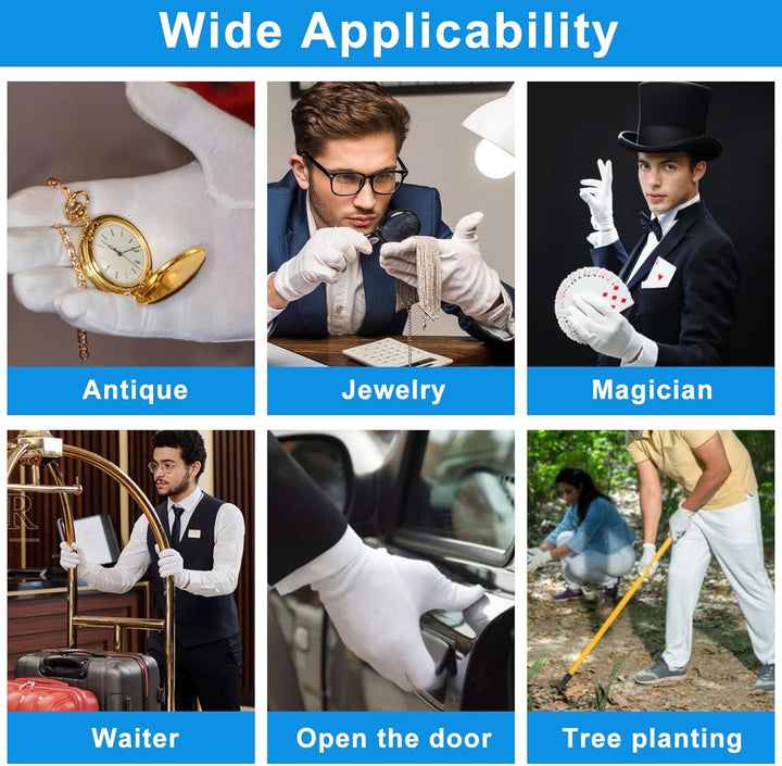 3 Pairs White Cotton Gloves for Dry Hands Sleeping, Premium Cotton Gloves for Eczema Lotion, Hand Gloves Moisturizing Overnight, White Gloves for Women & Men, Work Glove for Coin Jewelry Silver