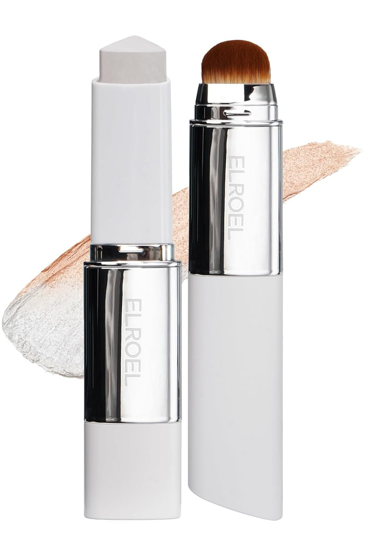 Blanc Cover Cream Stick V White - Korean Color-Changing Foundation Stick with Volufiline - Medium to Full Coverage Dewy Finish Base Makeup - Dual-Ended with Detachable Brush (202 Natural)
