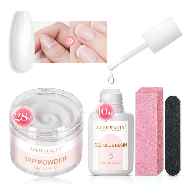 Nail Repair Kit Transparent Crystal for Broken Cracked Split Weak Nails, Ideal Solution Emergency Easy Quick Fix Dip Powder 28 G 1 Oz Quick-Drying Repair Glue 10 Ml Nail File Nail Buffer
