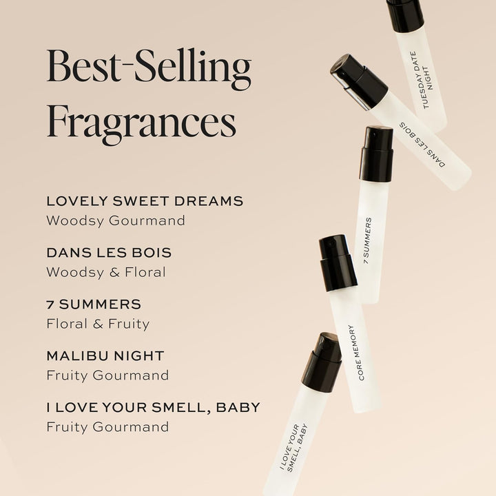 Beauty Perfume Sampler, Hypoallergenic, Clean Perfumes, Eau De Toilette for Women (Set of 5, 2 Ml)