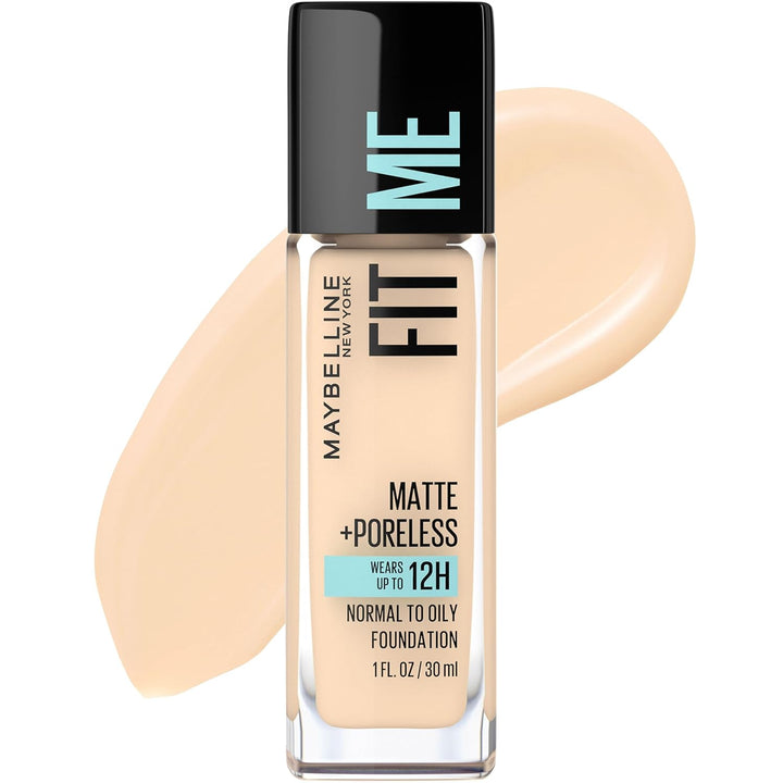 Fit Me Matte + Poreless Liquid Oil-Free Foundation Makeup, Classic Ivory, 1 Count (Packaging May Vary)