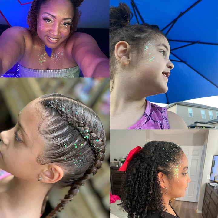 Clear White Body Glitter,Singer Concerts Music Festival Rave Accessories,Mermaid Face Glitter Gel,Sequins Glitter Face Paint,Chunky Hair Sparkling Halloween Glitter Gel for Women,50Ml