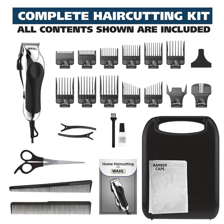 USA Chrome Pro Corded Clipper Complete Haircutting Kit for Men – Powerful Total Hair Clipping, Beard Trimming, & Grooming - Model 3024635