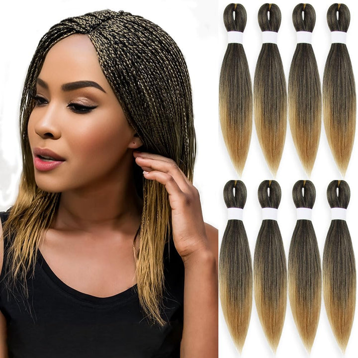 Purple Braiding Hair 20 Inch Pre Stretched Hair Long Straight Crochet Braids Yaki Texture Synthetic Fiber 4 Packs (Dark Purple)