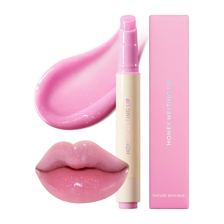 HONEY MELTING LIP GLITTER & PLUMPING (16 MIDNIGHT SPARKLE) SOFT LIP STICK Moisturizing Gloss, Volumizing Formula, Color Changing Sheer Tint, Shine Glimmer Finish, Korean Make Up