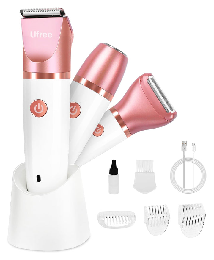 Bikini Trimmer Electric Razors for Women, Rechargeable Pubic Body Hair Trimmer Electric Shaver for Legs Body Hair, Bikini Shaver IPX7 Waterproof, Gifts for Women, Purple