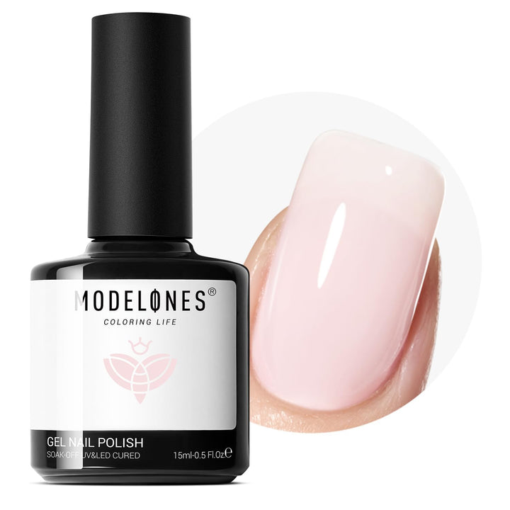 Pink Gel Nail Polish, Jelly Nude Pink Gel Polish French Tip Base Colors Translucent Soak off U V Soap Nails for Nail Art Manicure at Home 15ML
