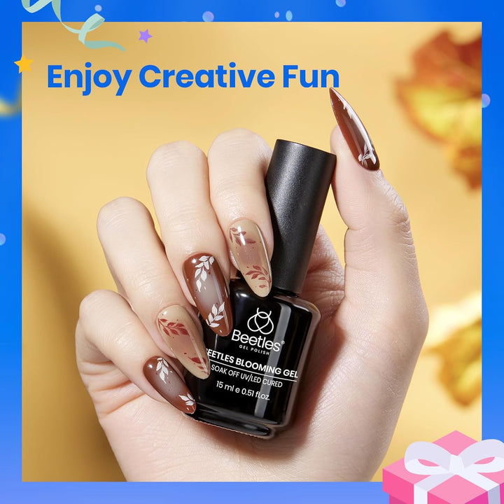 Beetles Blooming Gel 15Ml Clear Uv Led Blossom Fall Halloween Nails Gel Polish for Spreading Effect Marble Natural Stone Watercolor Floral Print Soak off Diy Nail Art Design Manicure Gift for Women